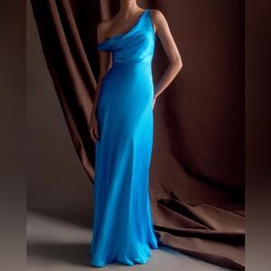 Meshki Jacinta One Shoulder Maxi Dress - Cyan Blue